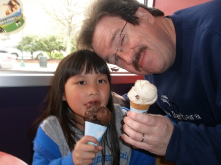 Kasen and Daddy eating ice cream